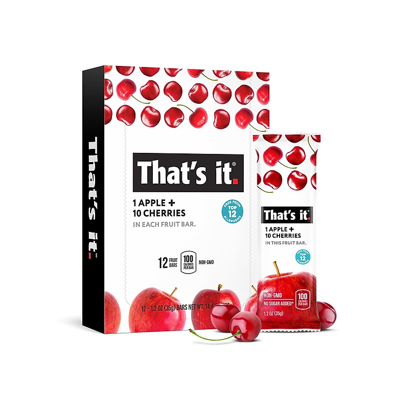 Thats it. Gluten Free Apple and Cherries Fruit Bar, 1.2 oz., 12 Bars/Box (307-00237) image 1