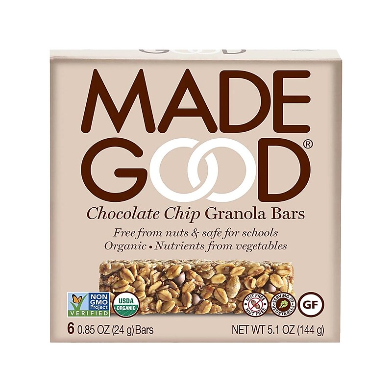 MadeGood Gluten Free Chocolate Chip Granola Bar, 0.85 oz., 6 Bars/Box (307-00244) image 1