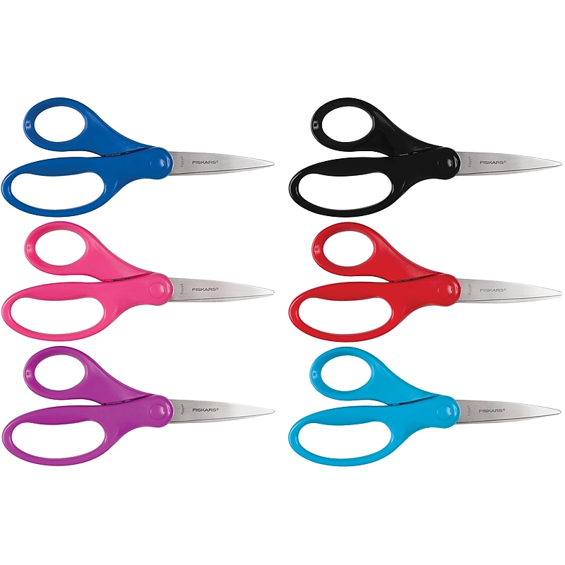 Fiskars 6" Metal Kid's Scissors, Pointed Tip, Assorted Colors (194640) image 1