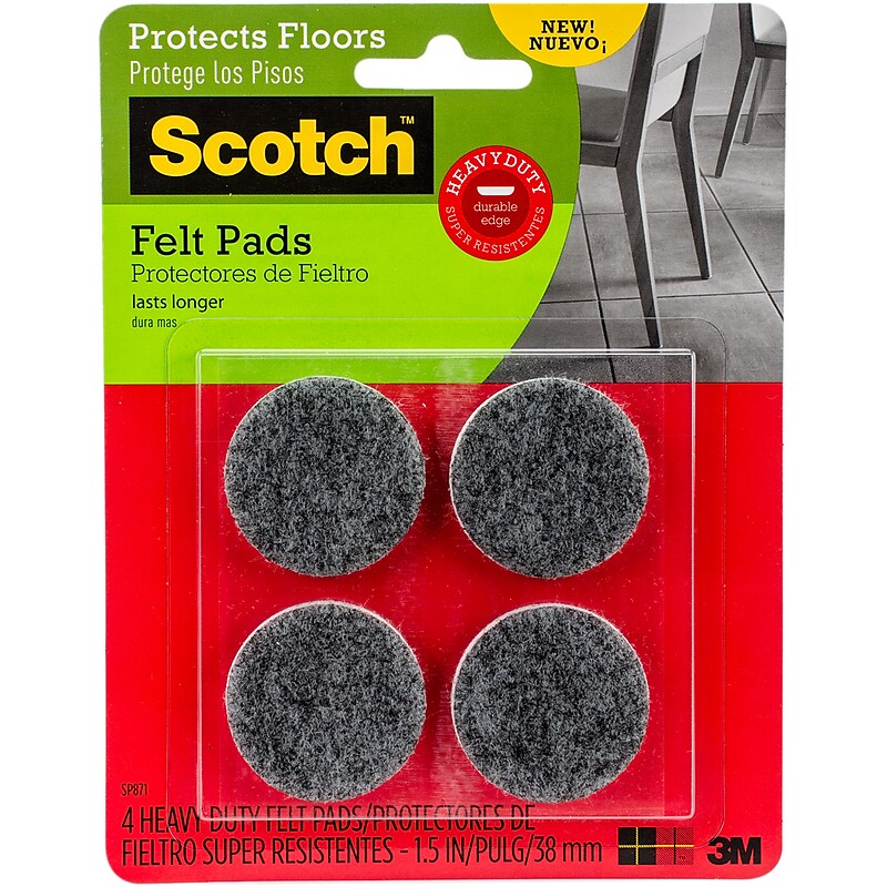 3M Scotch Heavy Duty Felt Pads, 1.5", 4/Pkg (SP871) image 1