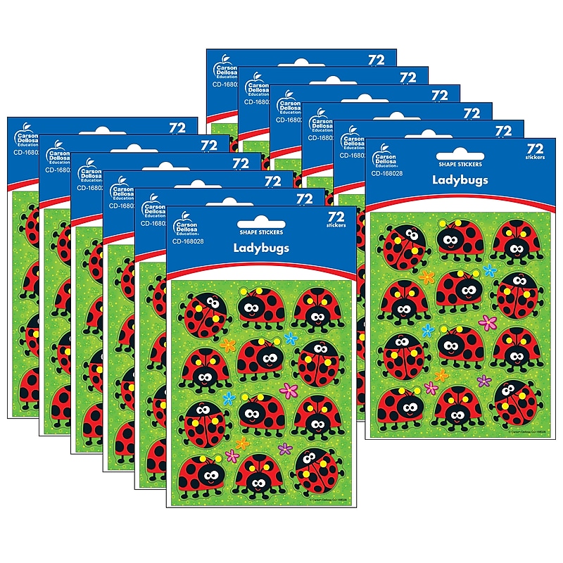 Carson Dellosa Education Ladybugs Shape Stickers, 72 Per Pack, 12 Packs (CD-168028-12) image 1