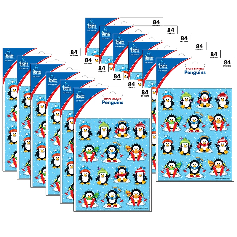 Carson Dellosa Education Penguins Shape Stickers, 84 Per Pack, 12 Packs (CD-168034-12) image 1