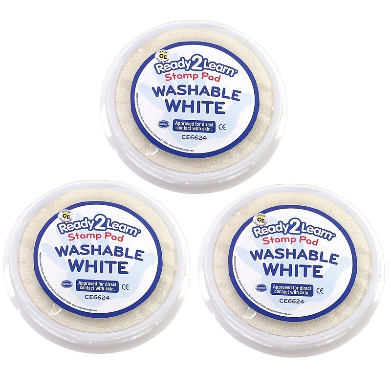 Ready 2 Learn Jumbo Circular Washable Stamp Pad, White Ink, 3/Pack (CE-6624-3) image 1