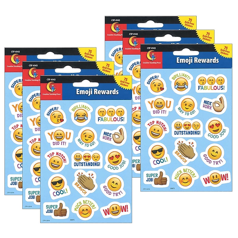 Creative Teaching Press Emoji Fun Reward Stickers, 75 Per Pack, 6 Packs (CTP4143-6) image 1