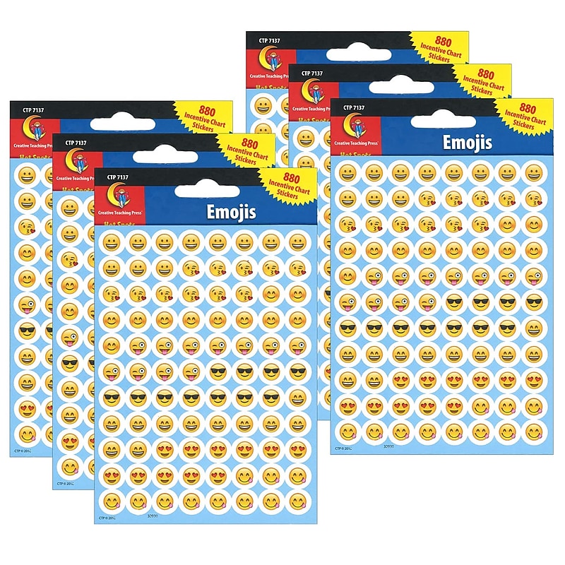 Creative Teaching Press® Emojis Hot Spot Stickers, 0.5", 880 Per Pack, 6 Packs (CTP7137-6) image 1