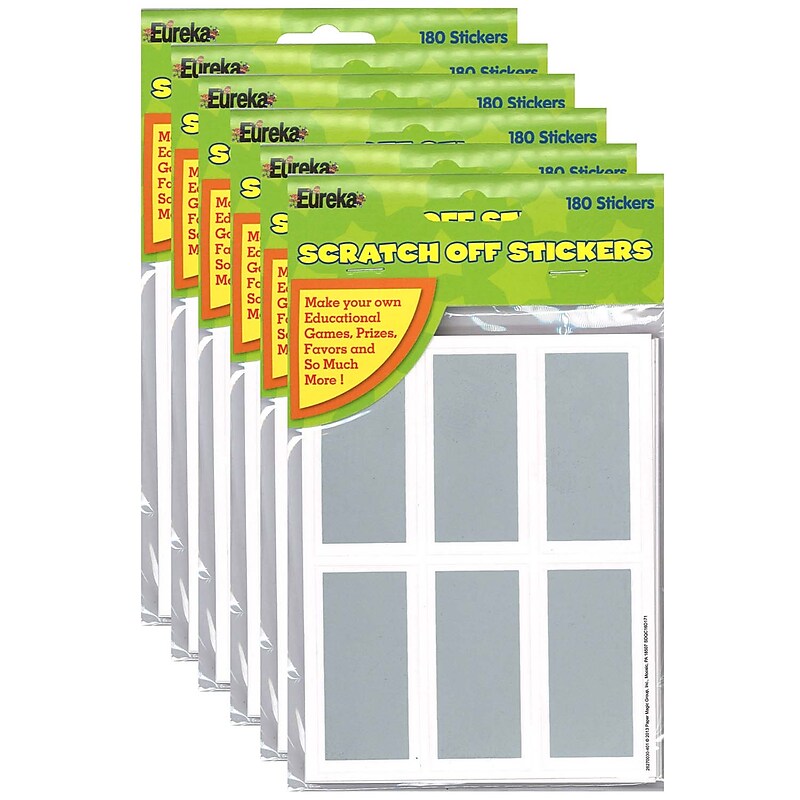 Eureka Rectangles Scratch Off Stickers, 180 Per Pack, 6 Packs (EU-627003-6) image 1