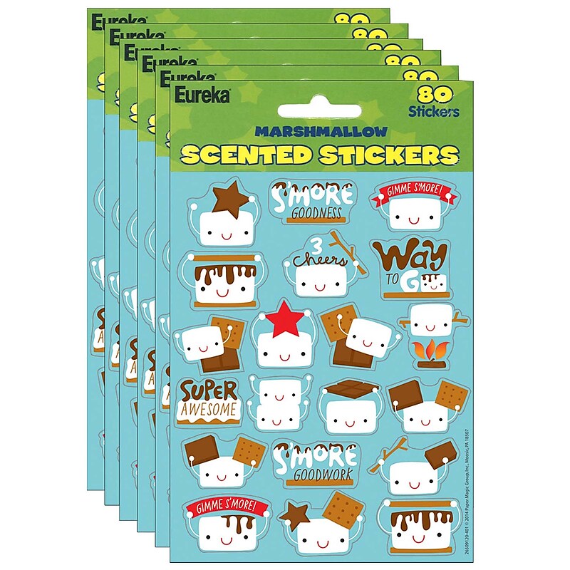 Eureka Marshmallow Scented Stickers, 80 Per Pack, 6 Packs (EU-650912-6) image 1