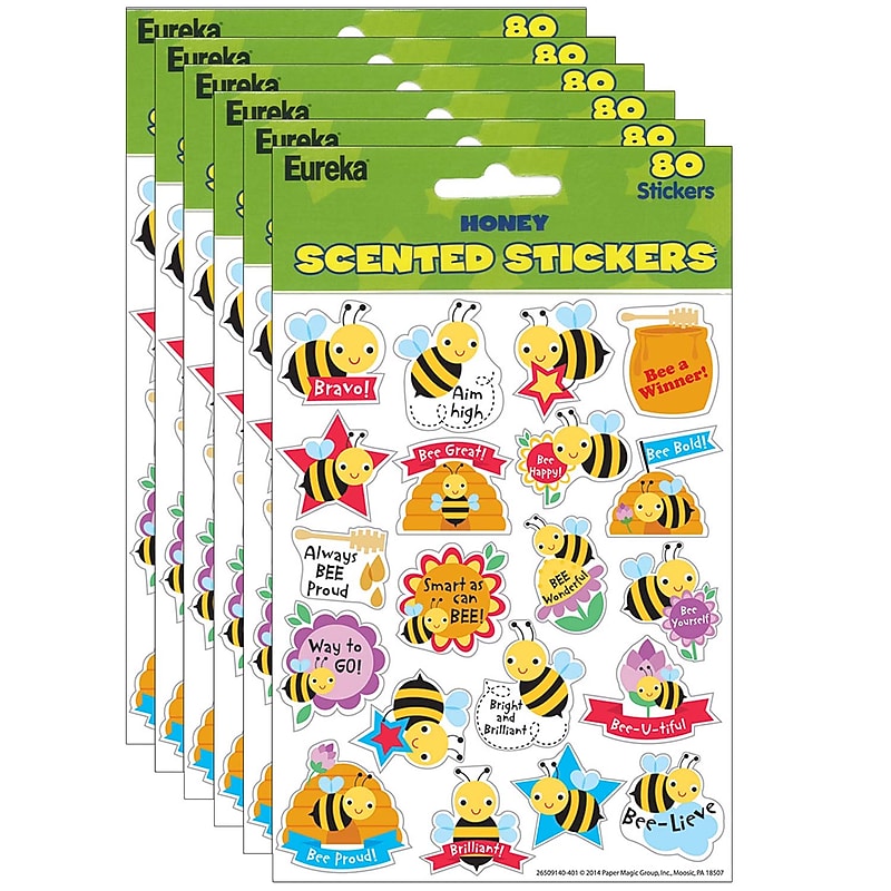 Eureka Honey Scented Stickers, 80 Per Pack, 6 Packs (EU-650914-6) image 1