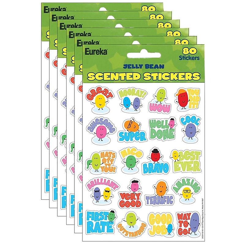Eureka Jelly Beans Scented Stickers, 80 Per Pack, 6 Packs (EU-650915-6) image 1