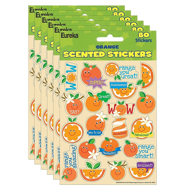 Eureka Orange Scented Stickers, 80 Per Pack, 6 Packs (EU-650918-6) image 1