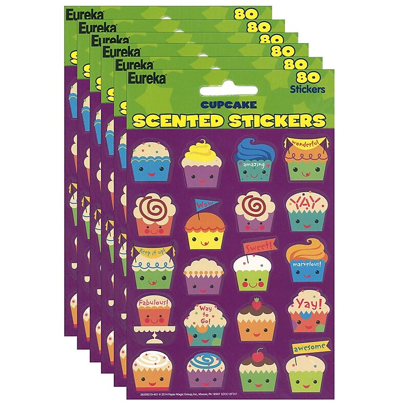 Eureka Cupcake Scented Stickers, 80 Per Pack, 6 Packs (EU-650921-6) image 1