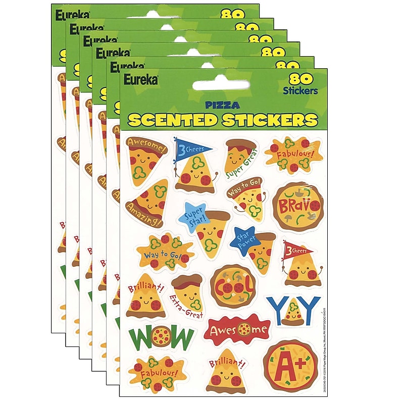 Eureka Pizza Scented Stickers, 80/Pack, 6 Packs (EU-650934-6) image 1