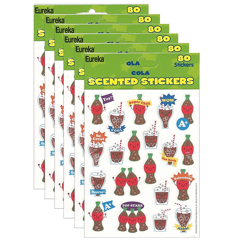 Eureka Cola Scented Stickers, 80 Per Pack, 6 Packs (EU-650948-6) image 1