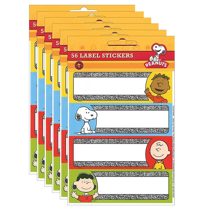 Eureka Peanuts Composition Label Stickers, 56 Per Pack, 6 Packs (EU-656143-6) image 1
