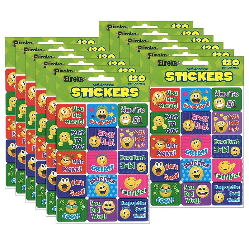 Eureka® Emoticons Success Stickers, 120/Pack, 12 Packs (EU-658404-12) image 1