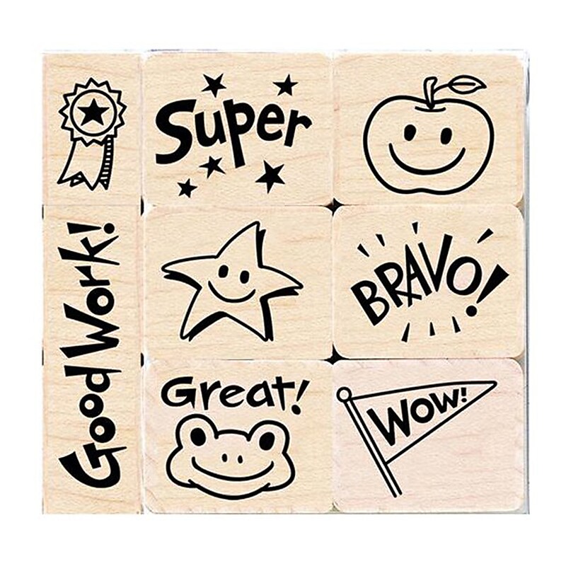 Hero Arts Big 'n' Little Bravo For Teacher, 7" x 7", 8/Set (HOALL599) image 1