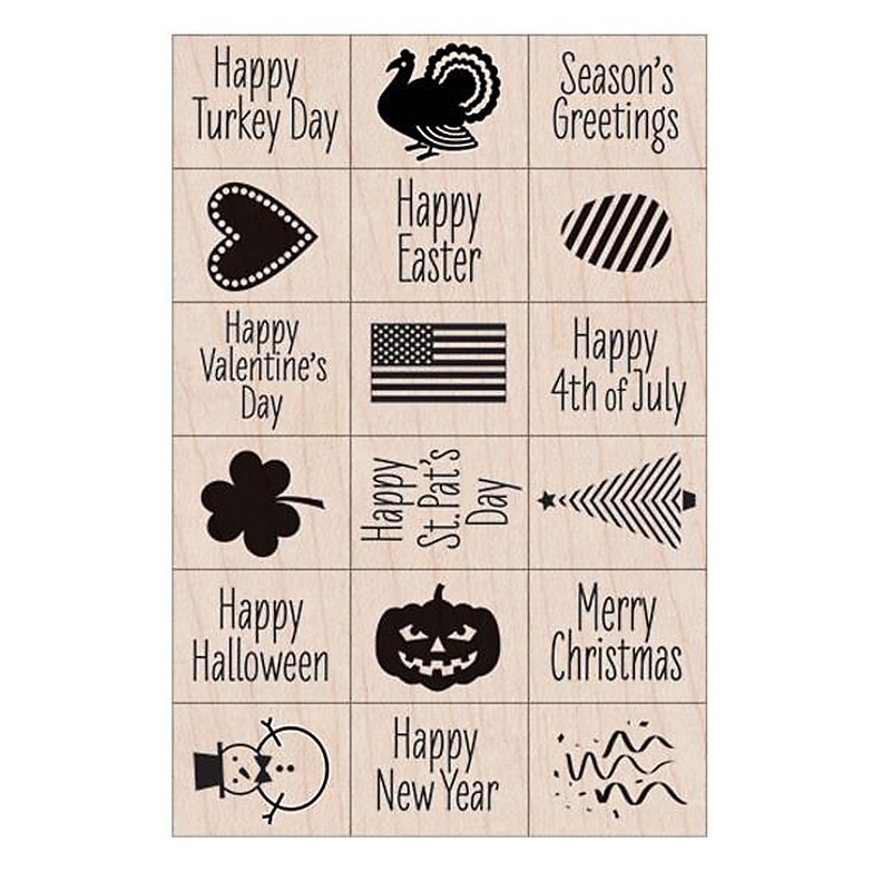 Hero Arts Ink 'n' Stamp A Year of Holidays Stamps, 3" x 5", 18/Set (HOALL809) image 1