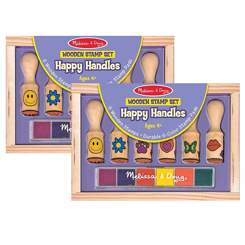 Melissa & Doug Happy Handle Wooden Stamp Set, 2/Bundle (LCI2407-2) image 1