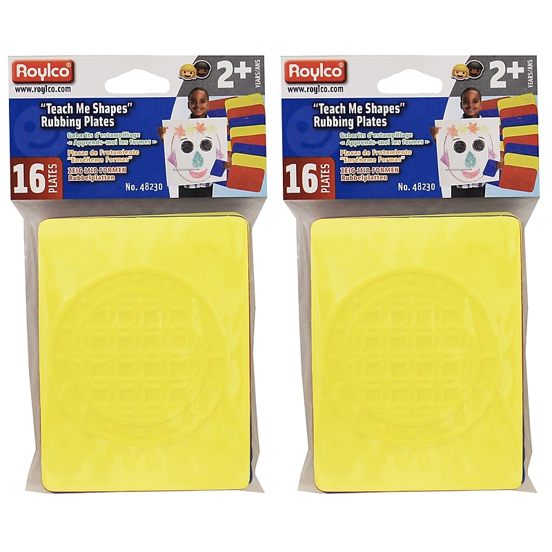 Roylco Teach Me Shapes: Rubbing Plate Shapes, 16/Pack, 2 Packs (R-48230-2) image 1