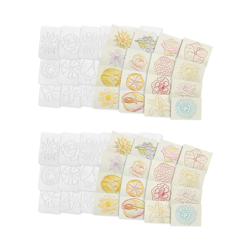 Roylco Flowers Rubbing Plates, Multicolored, 16 Per Pack, 2 Packs (R-5804-2) image 1