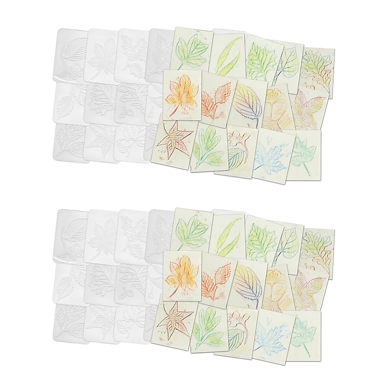 Roylco Leaf Rubbing Plates, Multicolored, 16 Per Pack, 2 Packs (R-5815-2) image 1