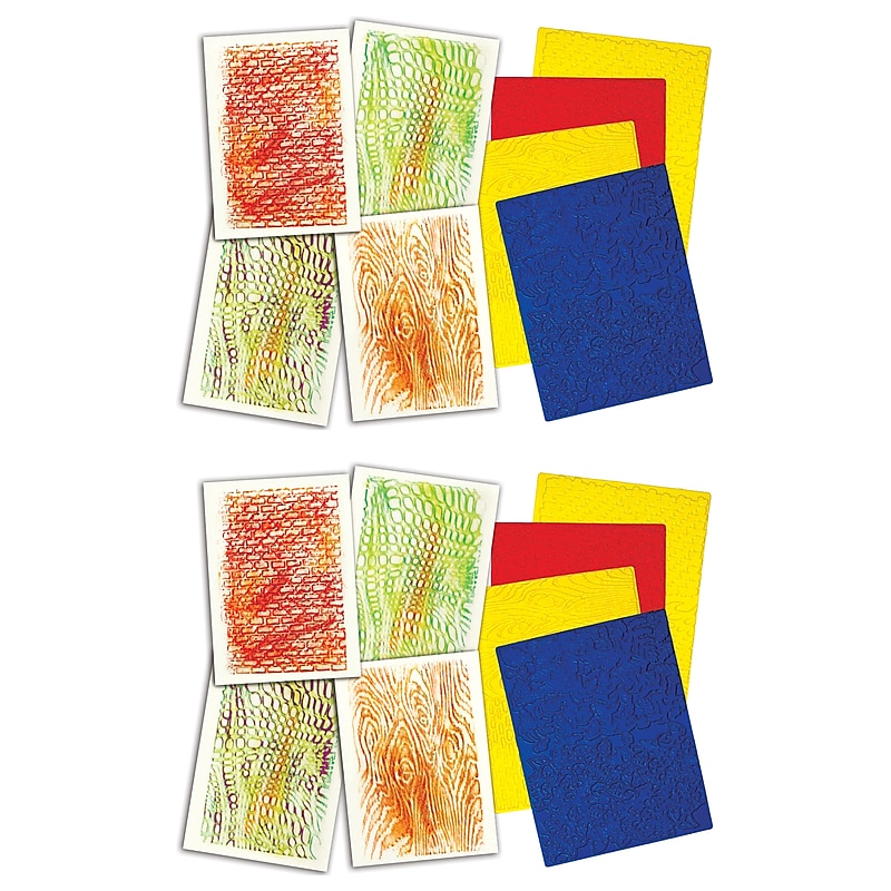 Roylco Texture Rubbing Plates, Assorted, 4 Per Pack, 2 Packs (R-5839-2) image 1