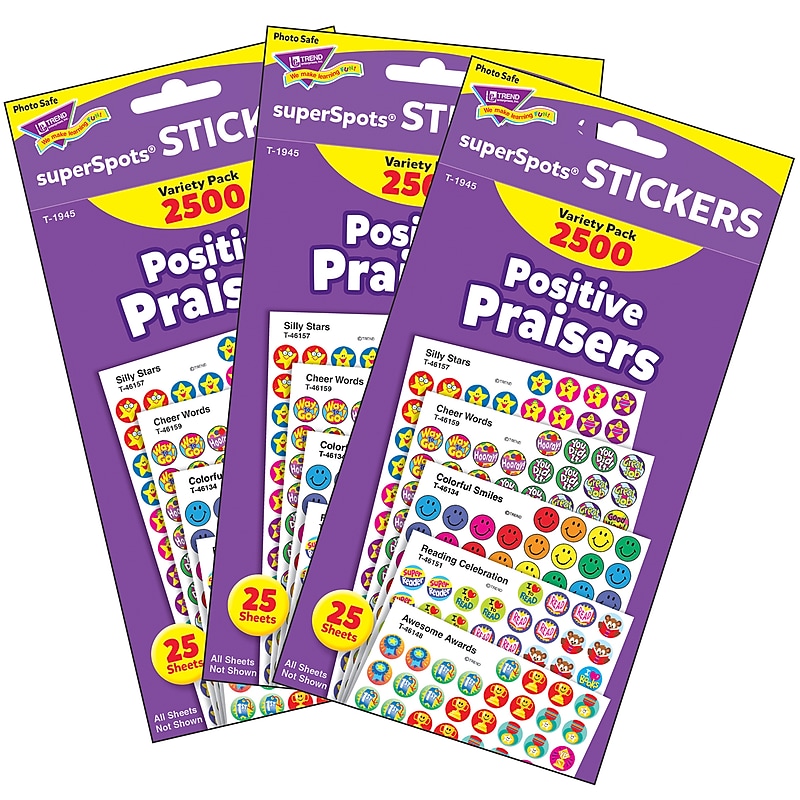 TREND Positive Praisers superSpots Stickers Variety Pack, 2500 Per Pack, 3 Packs (T-1945-3) image 1