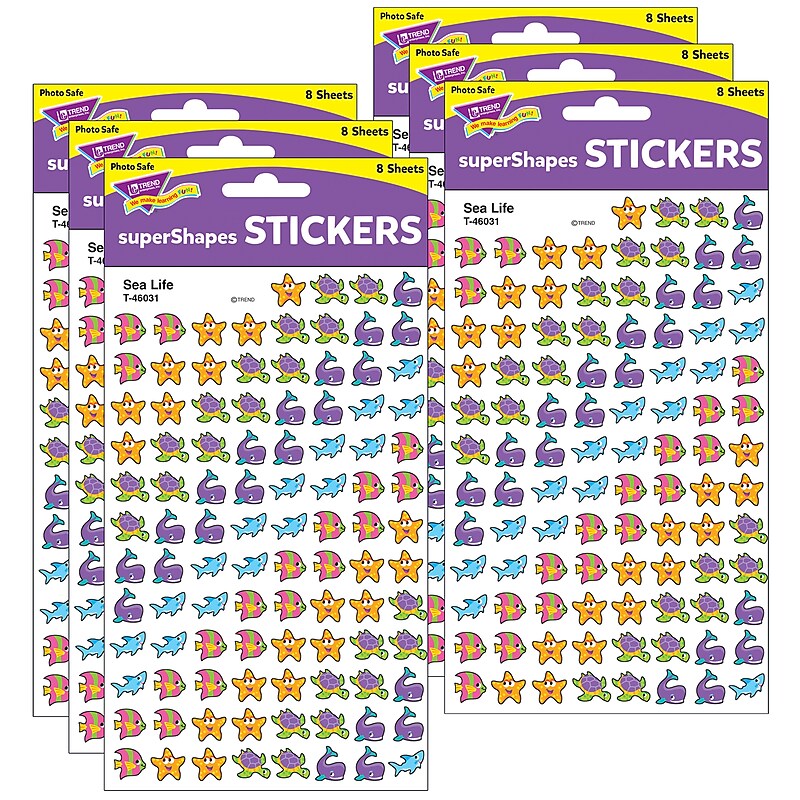 TREND Sea Life superShapes Stickers, 800 Per Pack, 6 Packs (T-46031-6) image 1