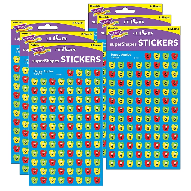 TREND Happy Apples superShapes Stickers, 800 Per Pack, 6 Packs (T-46075-6) image 1