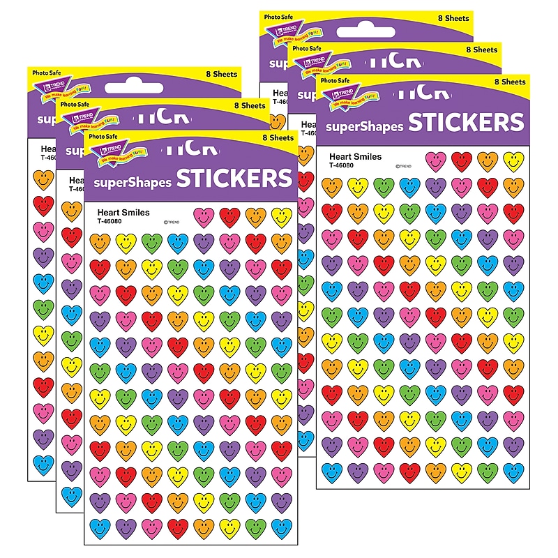 TREND Heart Smiles superShapes Stickers, 800 Per Pack, 6 Packs (T-46080-6) image 1