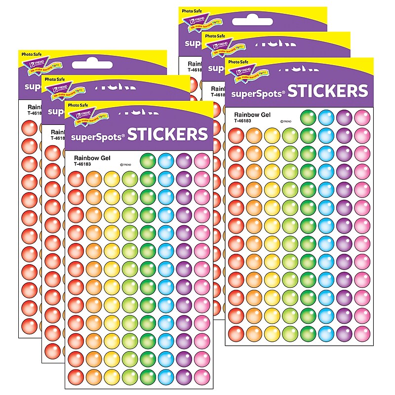 TREND Rainbow Gel superSpots Stickers, 800 Per Pack, 6 Packs (T-46183-6) image 1