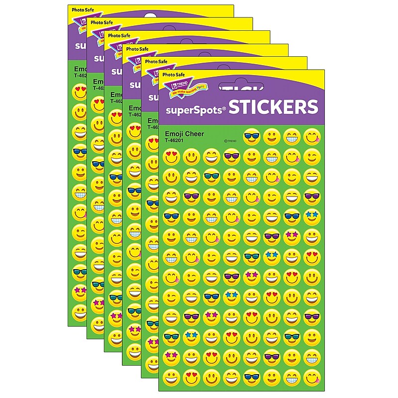 TREND Emoji Cheer superSpots® Stickers, Yellow, 800/Pack, 6 Packs (T-46201-6) image 1