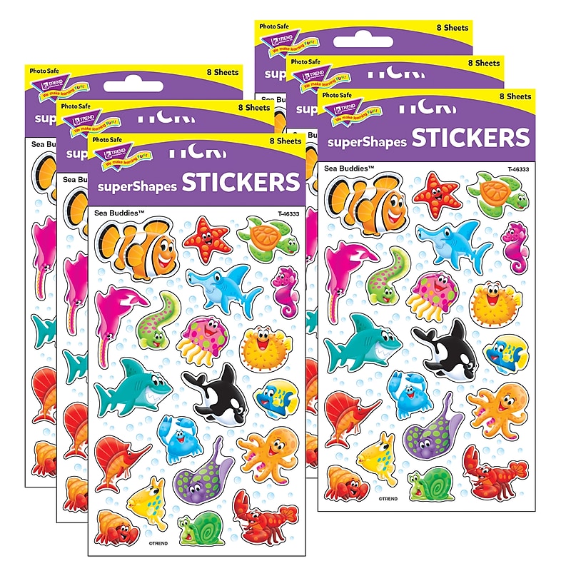 TREND Sea Buddies™ superShapes Stickers-Large, 160 Per Pack, 6 Packs (T-46333-6) image 1