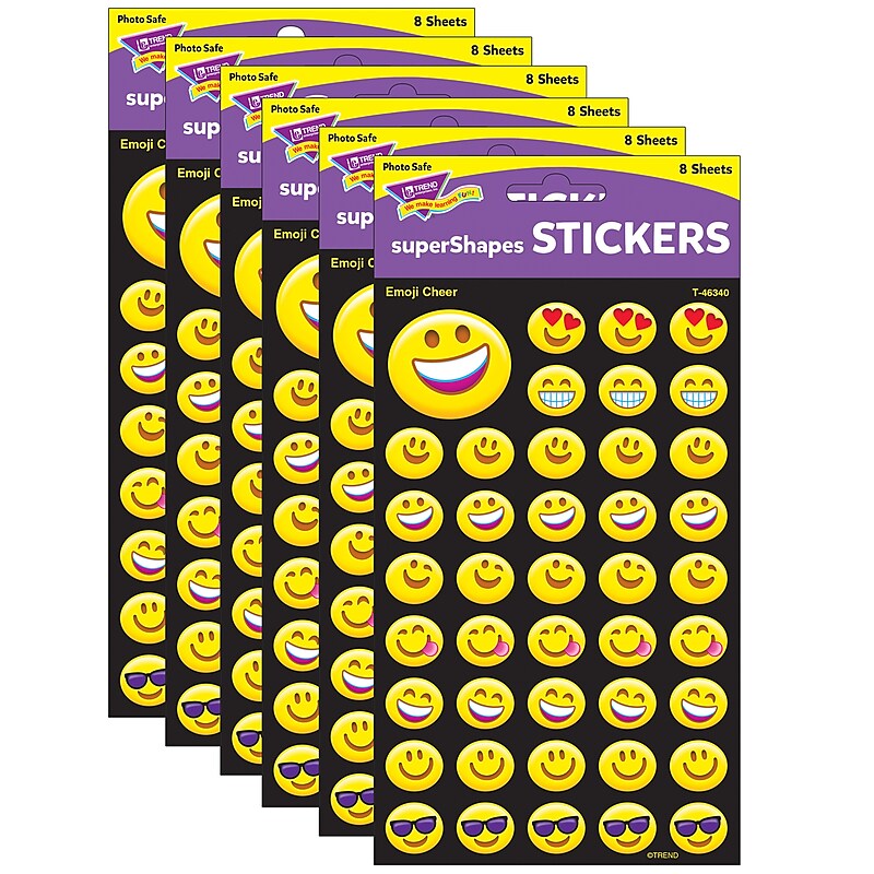 TREND Emoji Cheer superShapes Stickers, Large, Yellow, 336/Pack, 6 Packs (T-46340-6) image 1