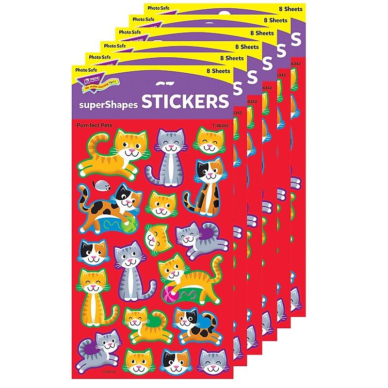 TREND Purr-fect Pets superShapes Stickers-Large, 144/Pack, 6 Packs (T-46342-6) image 1