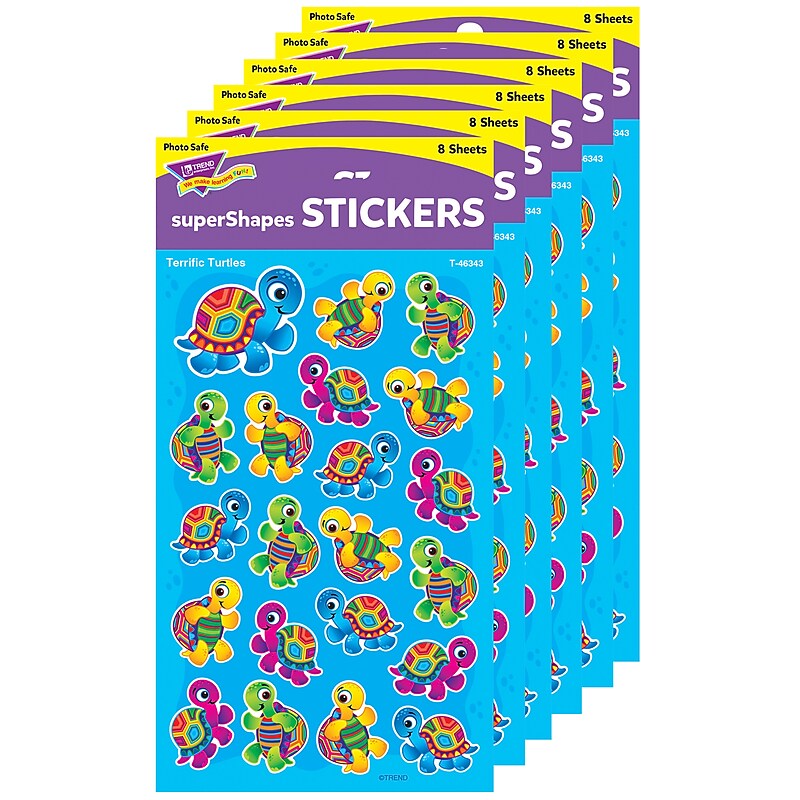 TREND Terrific Turtles superShapes Stickers, Large, 168/Pack, 6 Packs (T-46343-6) image 1