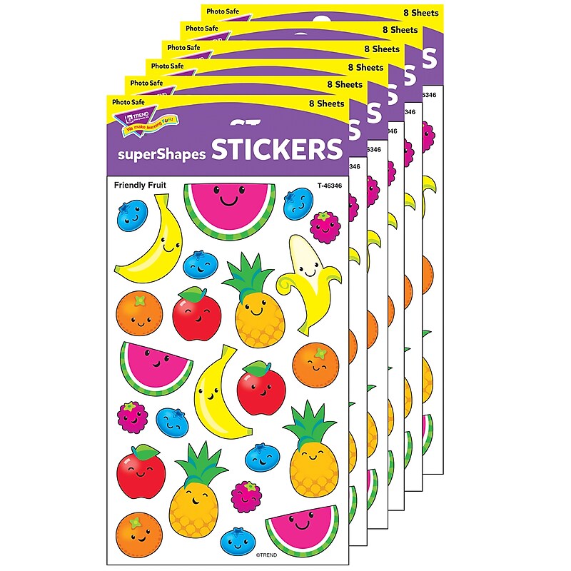 TREND Friendly Fruit superShapes Stickers, Large, 192/Pack, 6 Packs (T-46346-6) image 1