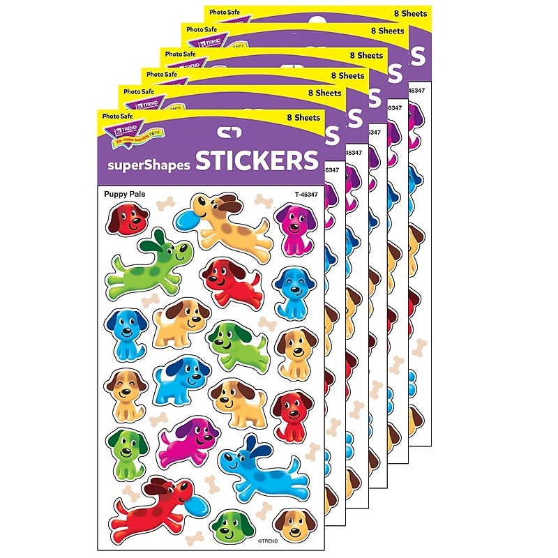 TREND Puppy Pals superShapes Stickers, Large, 160/Pack, 6 Packs (T-46347-6) image 1
