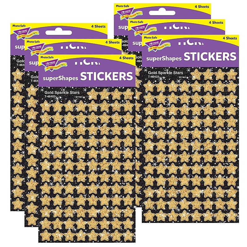TREND Gold Sparkle Stars superShapes Stickers-Sparkle, 400 Per Pack, 6 Packs (T-46403-6) image 1