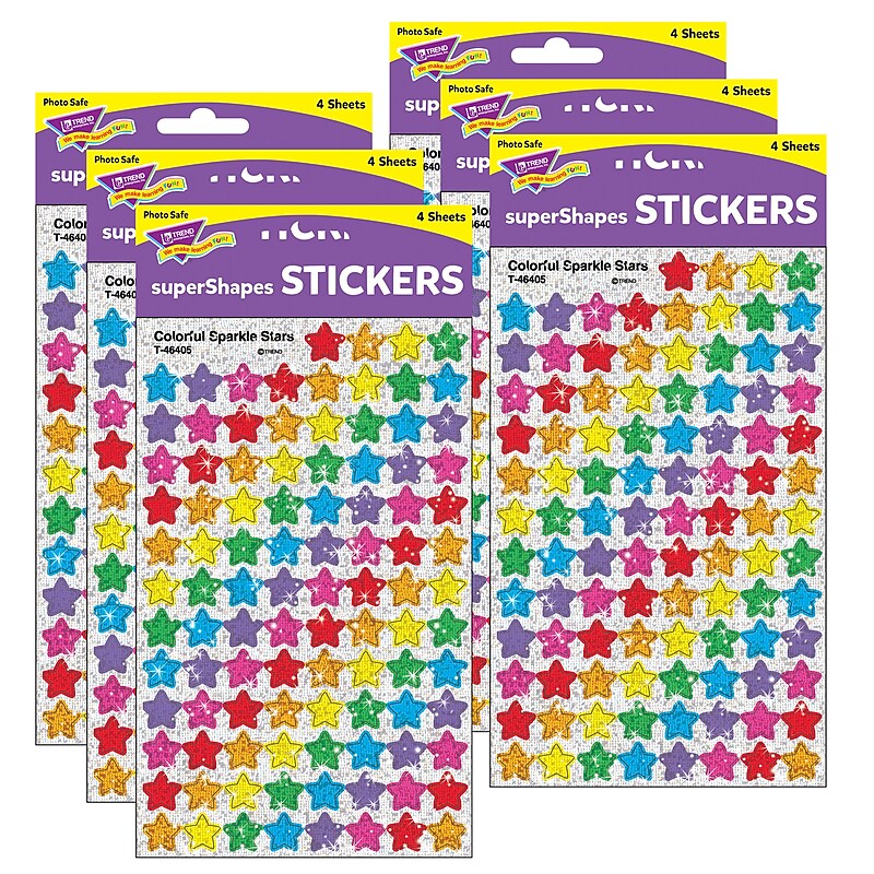 TREND Colorful Sparkle Stars superShapes Stickers, 400 Per Pack, 6 Packs (T-46405-6) image 1