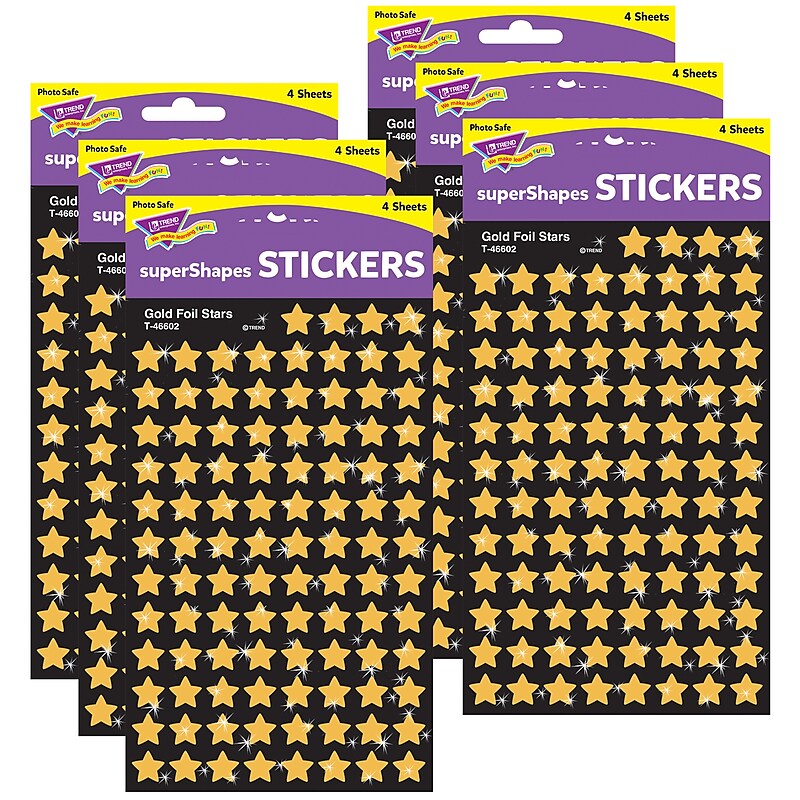 TREND Gold Foil Stars superShapes Stickers, 400 Per Pack, 6 Packs (T-46602-6) image 1