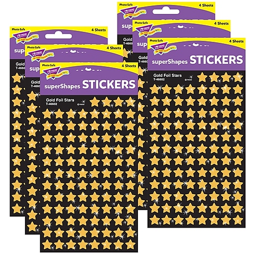 Trend Gold Foil Stars superShapes Stickers, 400 per Pack, 6 Packs