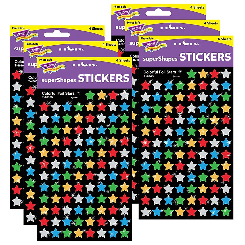 TREND Colorful Foil Stars superShapes Stickers, 400 Per Pack, 6 Packs (T-46606-6) image 1