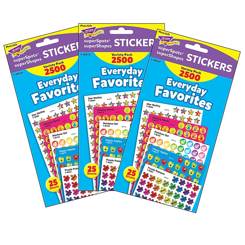 TREND Everyday Favorites superSpots®/superShapes Variety Pack, 2500 Per Pack, 3 Packs (T-46916-3) image 1