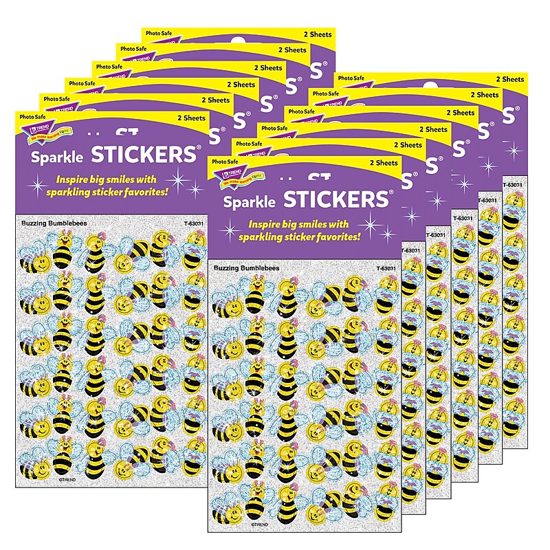 TREND Buzzing Bumblebees Sparkle Stickers®, 72 Per Pack, 12 Packs (T-63031-12) image 1