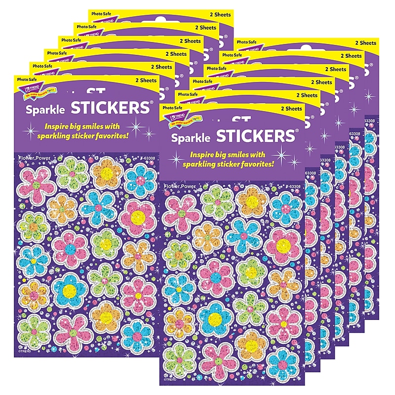 TREND Flower Power Sparkle Stickers®, Large, 40/Pack, 12 Packs (T-63308-12) image 1