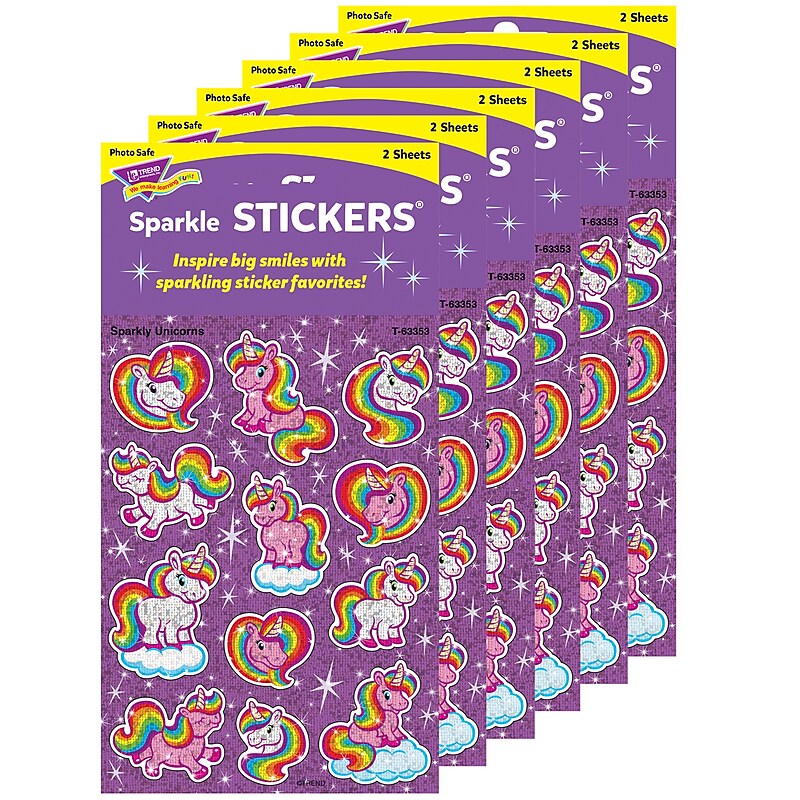 TREND Sparkly Unicorns Sparkle Stickers®, 24/Pack, 6 Packs (T-63353-6) image 1