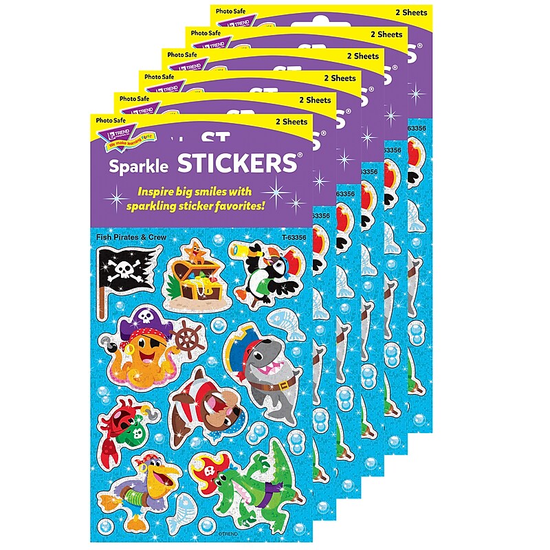 TREND Fish Pirates & Crew Sparkle Stickers®, 32/Pack, 6 Packs (T-63356-6) image 1