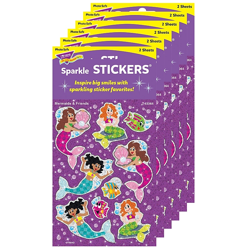 Trend Enterprises Mermaids & Friends Sparkle Stickers, 18/Pack, 6 Packs (T-63364-6) image 1