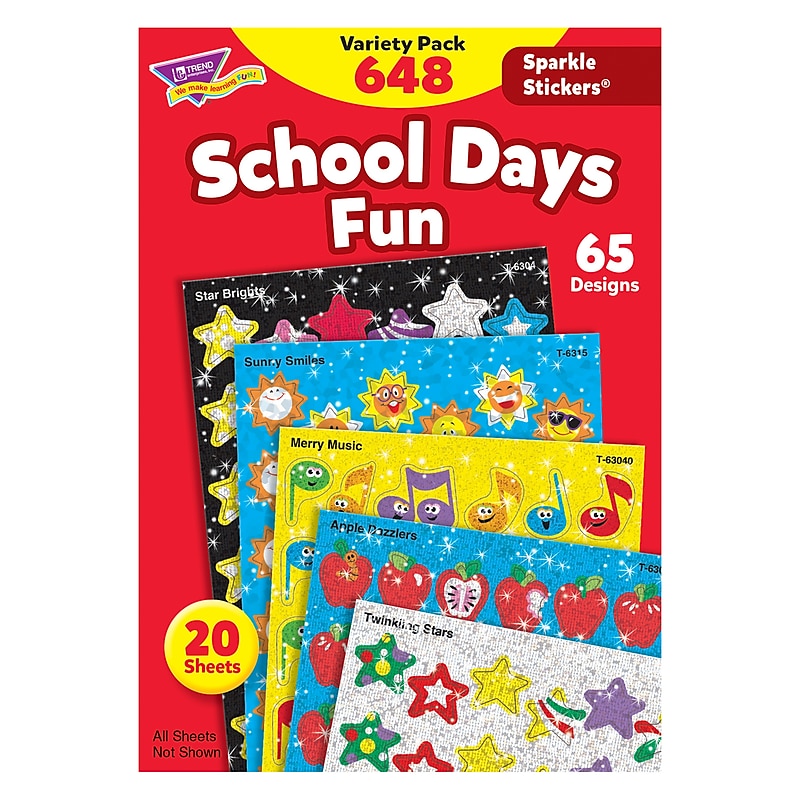 Trend School Days Sparkle Stickers Variety Pack, 648/Pack, 2 Packs (T-63909-2) image 1